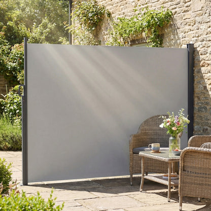 Retractable Side Awning, 165" x 73" Outdoor Privacy Screen, Water-Resistant, UV 50+, Light Grey