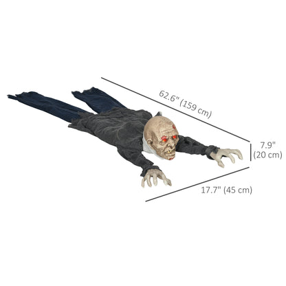 62 Inch/5.2ft Life Size Outdoor Halloween Decoration Crawling Zombie, Animated Prop Decor with Sound and Motion Activate
