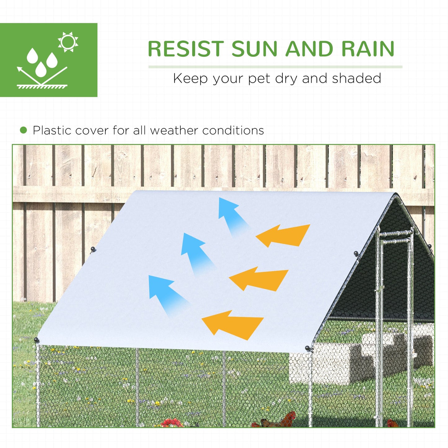 9.8' x 6.6' x 6.6' Chicken Coop Cage, Outdoor Chicken Run w/Cover & Lockable Door