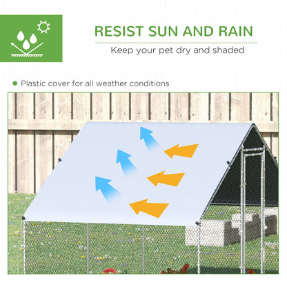 9.8' x 6.6' x 6.6' Chicken Coop Cage, Outdoor Chicken Run w/Cover & Lockable Door