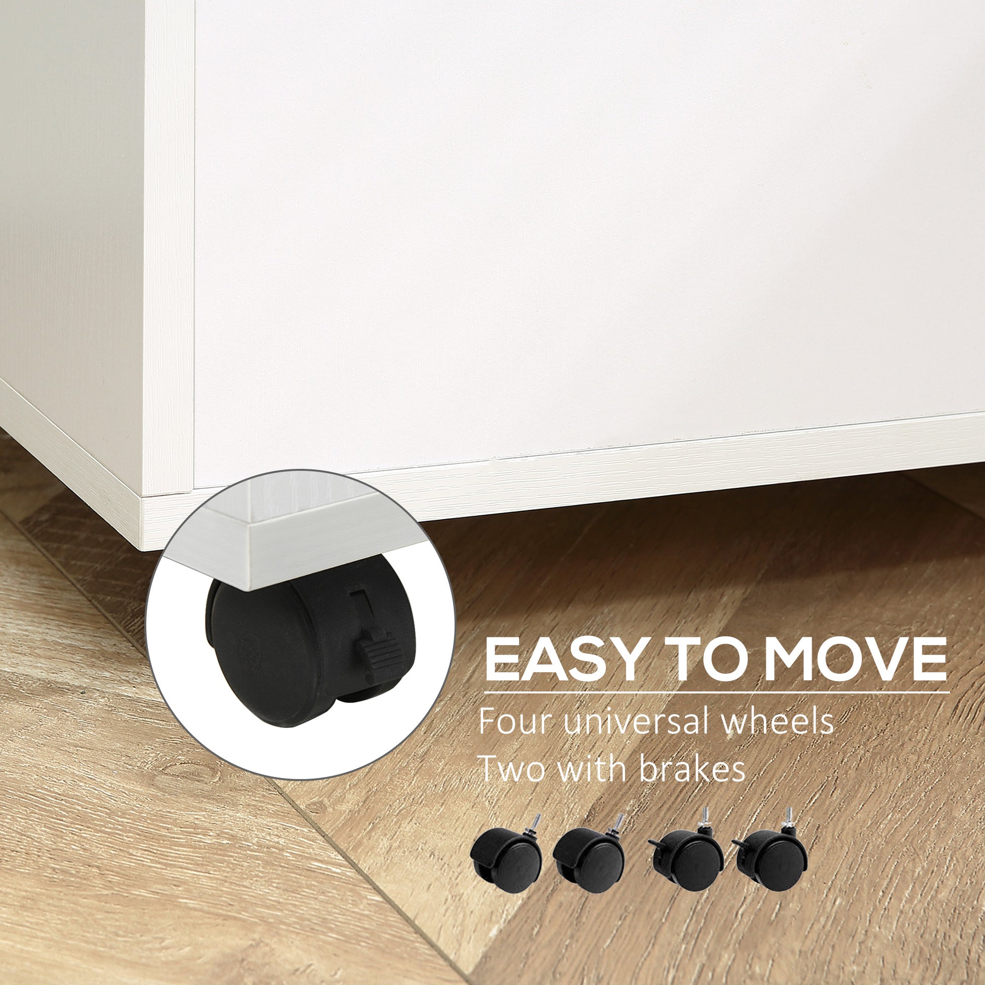 2 Drawer File Cabinet with Lock and Keys, Mobile Vertical Filing Cabinet with Wheels and Drawers, Home Office Cabinet, W