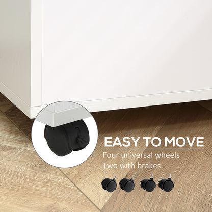 2 Drawer File Cabinet with Lock and Keys, Mobile Vertical Filing Cabinet with Wheels and Drawers, Home Office Cabinet, W