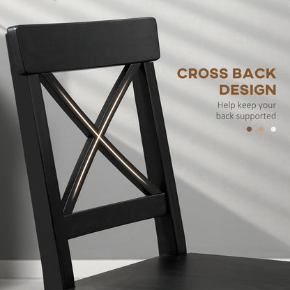 Wooden Dining Chairs Set of 2, Kitchen Chairs with Cross Back, Solid Structure for Living Room and Dining Room, Black