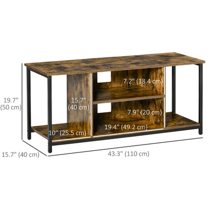 TV Stand for TVs Up to 55 Inches, TV Console with Open Storage Shelves, Entertainment Center for Living Room, Rustic Bro