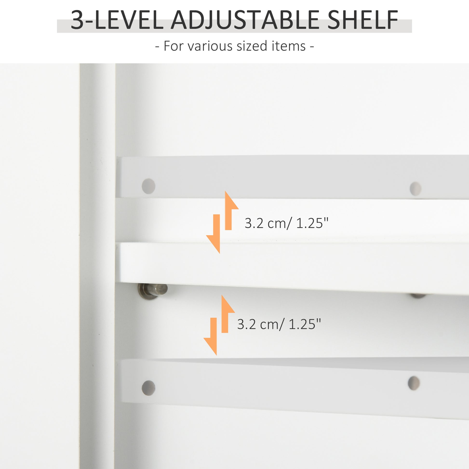 Wall Mount Bathroom Cabinet, Storage Organizer Kitchen Cupboard with 2 Doors and Adjustable Shelf White