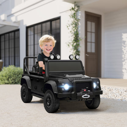 Qaba Land Rover Licensed Kids Ride on Truck with Remote Control, Spring Suspension, LED Lights, 3 Speed for Ages 3-5, Bl