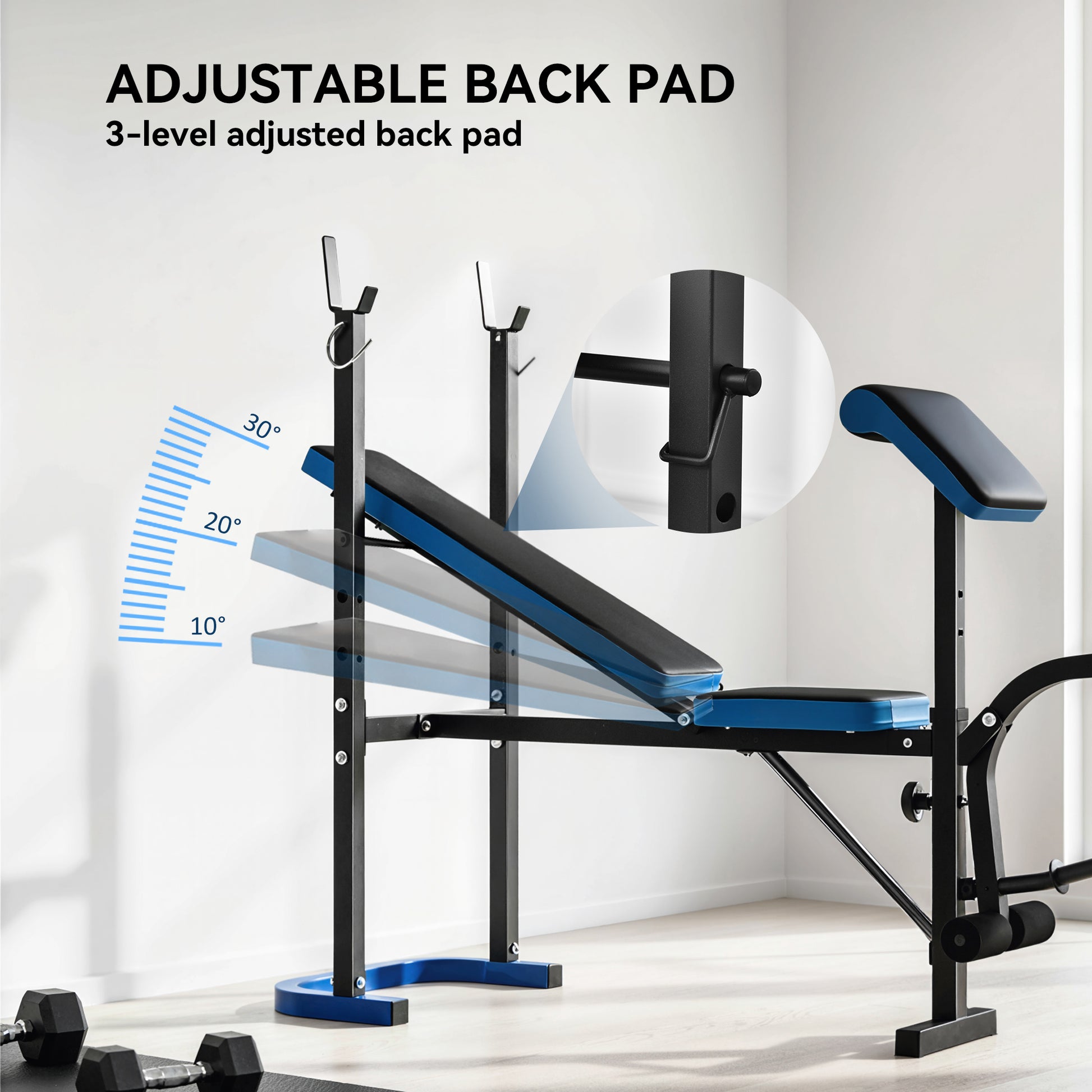 Soozier Adjustable Weight Bench with Barbell Rack and Leg Developer for Weight Lifting and Strength Training Multifuncti