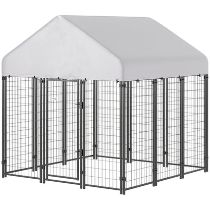 Outdoor Dog Kennel with Waterproof UV-Resistant Cover, 6' x 6' x 6'