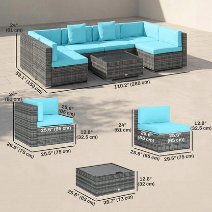 7 Piece Patio Furniture Set, PE Rattan Outdoor Conversation Set with Sectional Sofa