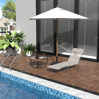 Outdoor Lounge Chair, Portable Adjustable Reclining Seat Folding Chaise Lounge Patio Camping Beach Tanning Chair Bed wit