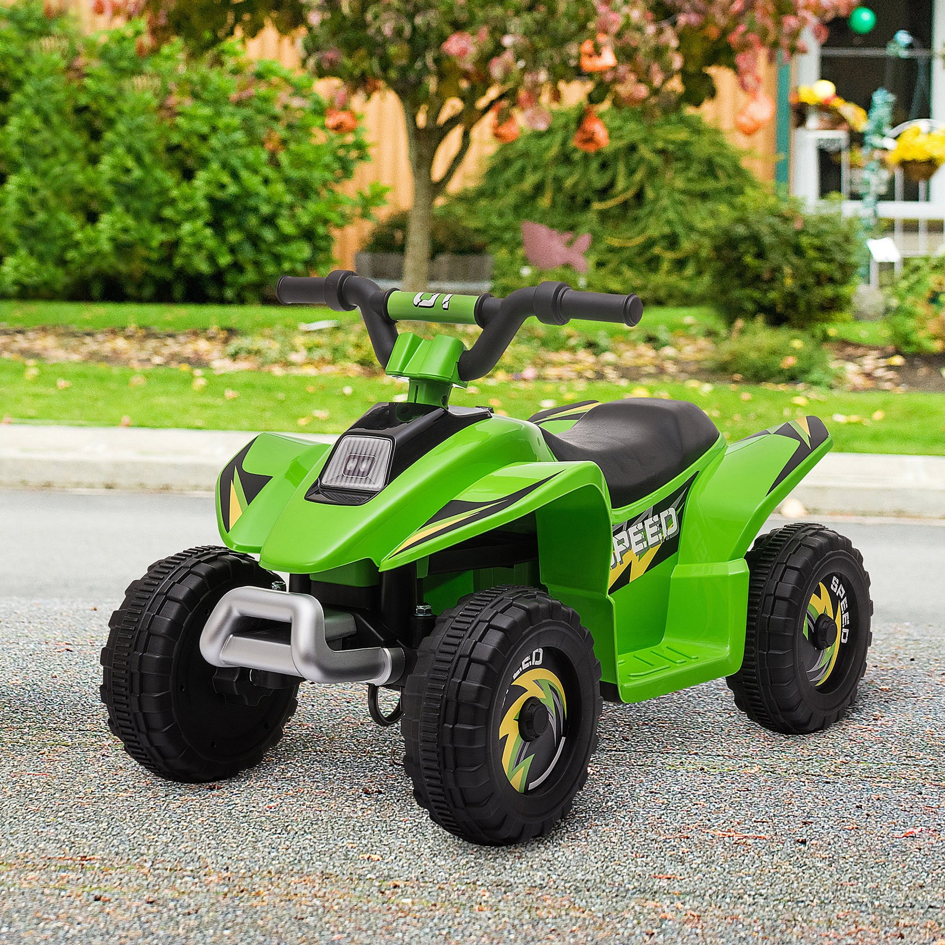 VarietyKart Kids Ride on ATV, 6V Battery Powered Quad Car with Forward, Reverse Switch, for Boys Girls 18-36 Months, Gre