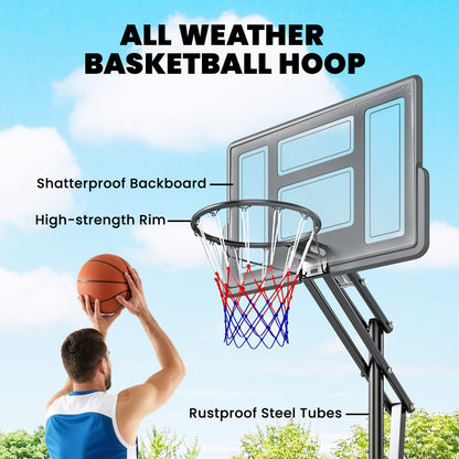 Soozier Basketball Hoop, 7.7 FT to 10 FT Adjustable, Portable Basketball Goal with 43'' Shatterproof Backboard,Fillable 