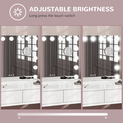 Hollywood Makeup Mirror with Lights, 3 Lighting Modes, USB Charging Port, Tabletop or Wall Mounted, White