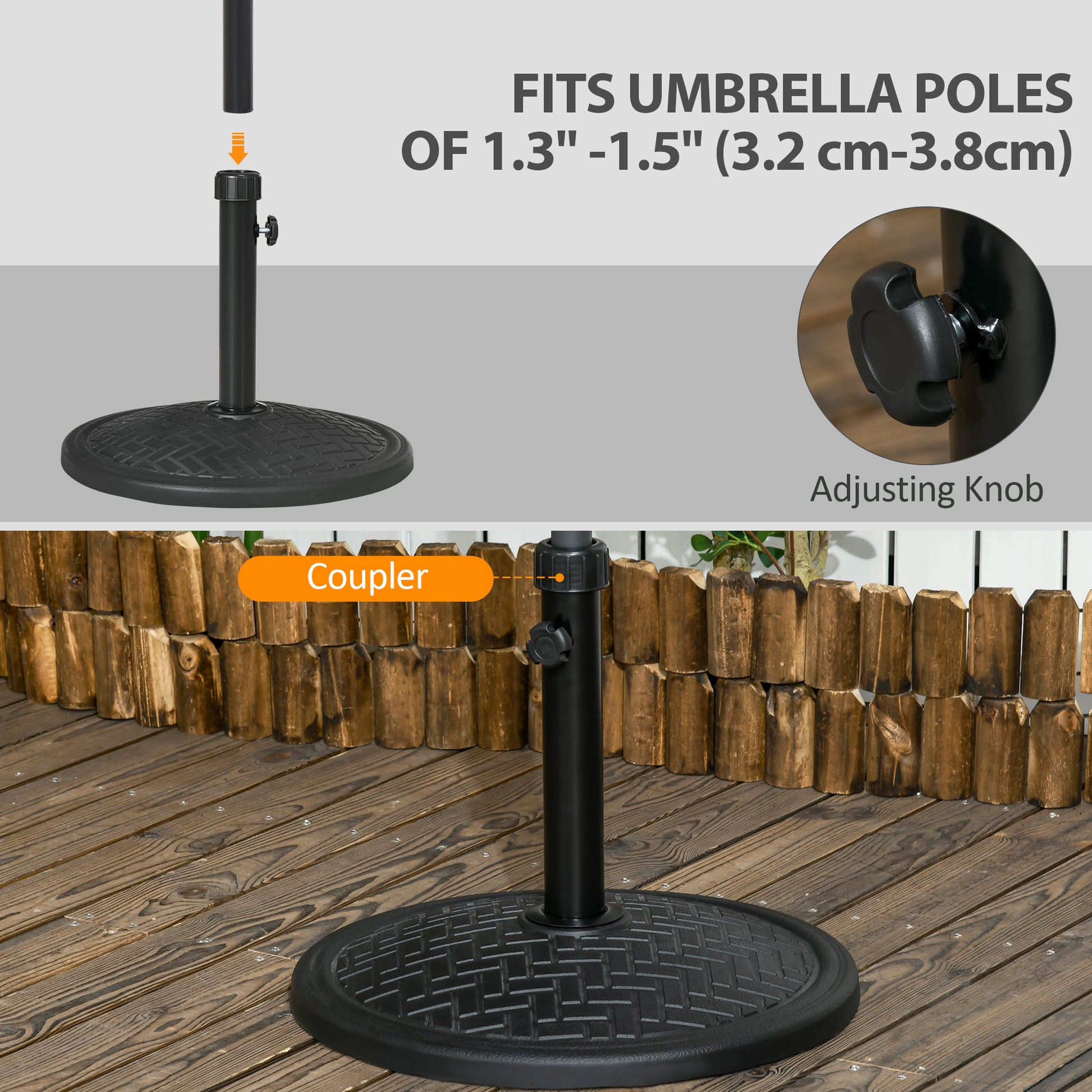 31lbs Concrete Round Patio Umbrella Base Holder, Outdoor Market Umbrella Stand Weight for Lawn, Deck, Backyard, Garden, 