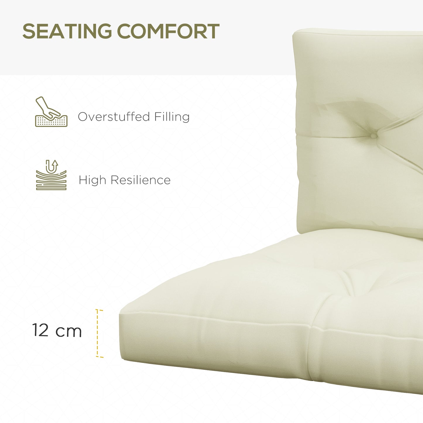 2 Seater 5" Thick Outdoor Seat Cushions with Back Cushion for Pallet, Loveseat Outdoor Furniture Cushions, Cream White