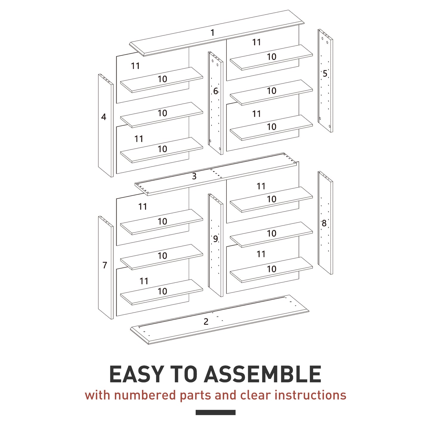 8-Tier DVD Shelf with 12 Adjustable Shelves, Double CD Shelf, Holds 720 CDs, 396 DVDs or 396 Blu-rays, White