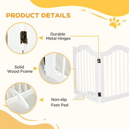 24"H Foldable Dog Gate, 3 Panels Freestanding Pet Gate Barriers Indoor with Support Feet, Puppy Fence for Small Dogs, Wh
