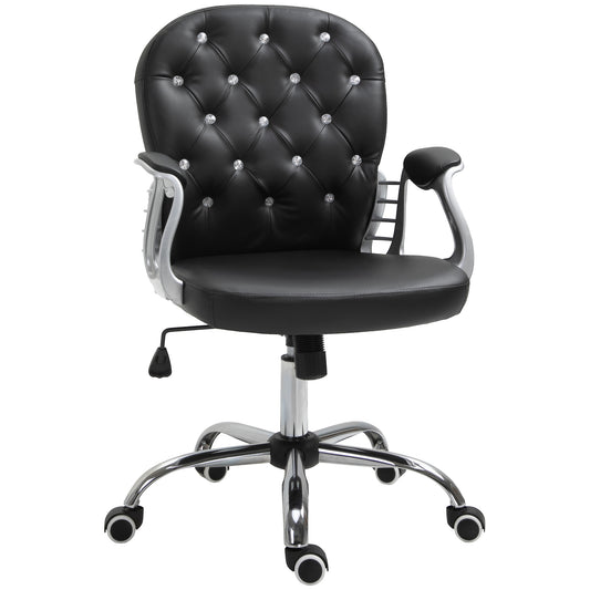 Office Chair, Comfortable Computer Desk Chair with Padded Seat and Adjustable Height, Tufted Back, Black