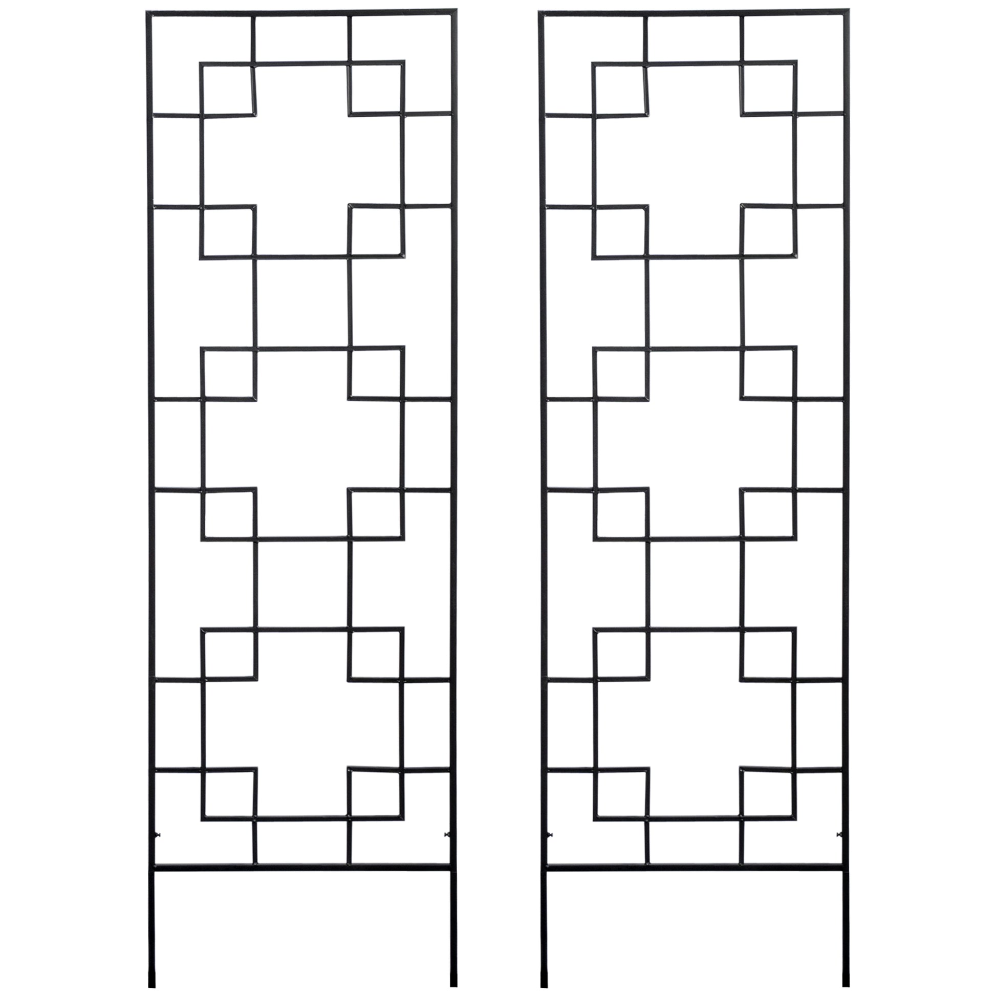 2 Pack Garden Trellis for Climbing Plants, Outdoor Metal Grid Panels for Roses, Vine Flower, Cucumber, Clematis, 72" Tal