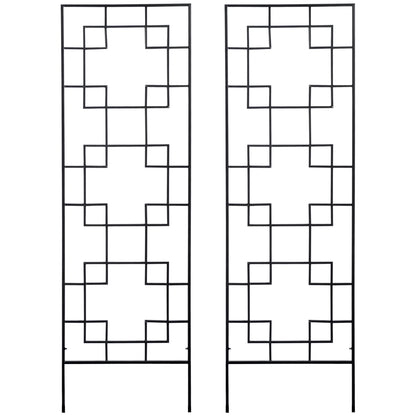 2 Pack Garden Trellis for Climbing Plants, Outdoor Metal Grid Panels for Roses, Vine Flower, Cucumber, Clematis, 72" Tal