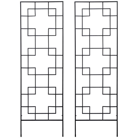 2 Pack Garden Trellis for Climbing Plants, Outdoor Metal Grid Panels for Roses, Vine Flower, Cucumber, Clematis, 72" Tal