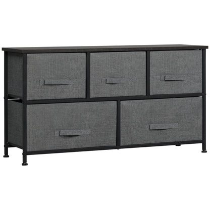 Linen Drawer Cabinet Organizer Storage Dresser Tower with 5 Removable Drawer Metal Frame Adjustable Feet for Living Room