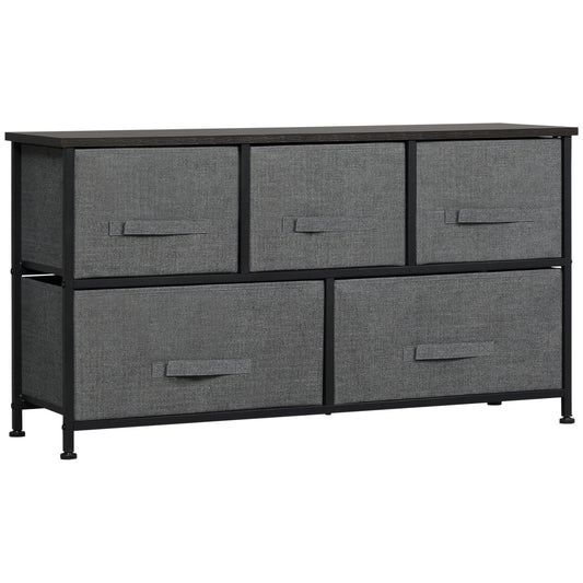 Linen Drawer Cabinet Organizer Storage Dresser Tower with 5 Removable Drawer Metal Frame Adjustable Feet for Living Room