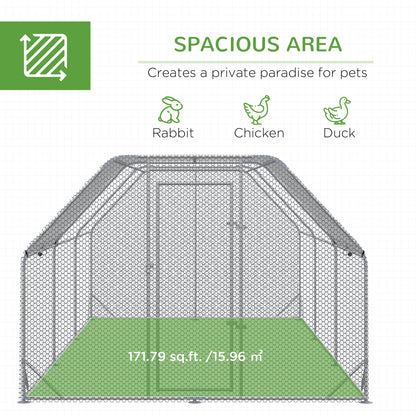 Chicken Run Outdoor, Galvanized Large Metal Chicken Coop Cage, Walk-in Enclosure Poultry Hen Run House Playpen Rabbit Hu