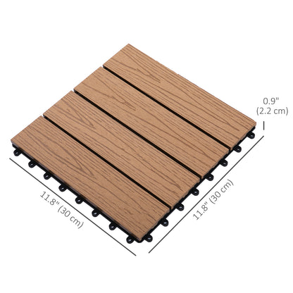 Outdoor Tiles, 11 Pack 12" x 12" WPC Interlocking Deck Tiles Waterproof and Non-slip