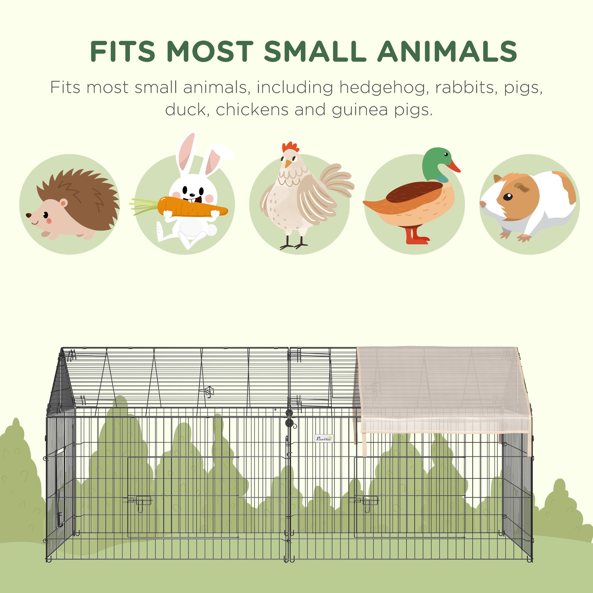 Pet Playpen with Roof, Metal Guinea Pig Cage, Rabbit Pen, Chicken Coop Run, Catio Cat Enclosure with Cover, Doors, Indoo