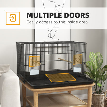Birdcage for Canaries, Lovebirds Finches, Budgie Cage with Removable Tray, Bottom Mesh Panel, Wooden Perches, Food Conta