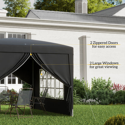 10'x10' Outdoor Pop Up Party Tent Wedding Gazebo Canopy with Carrying Bag (Black)