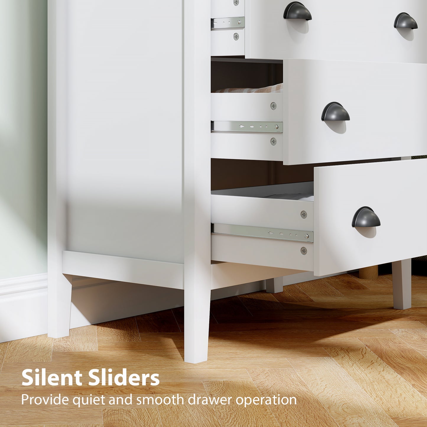 Chest of Drawers with Anti-Tipping, Simple Setup, Easy Clean, Quiet Slides, Modern 3 Drawer Dresser, White
