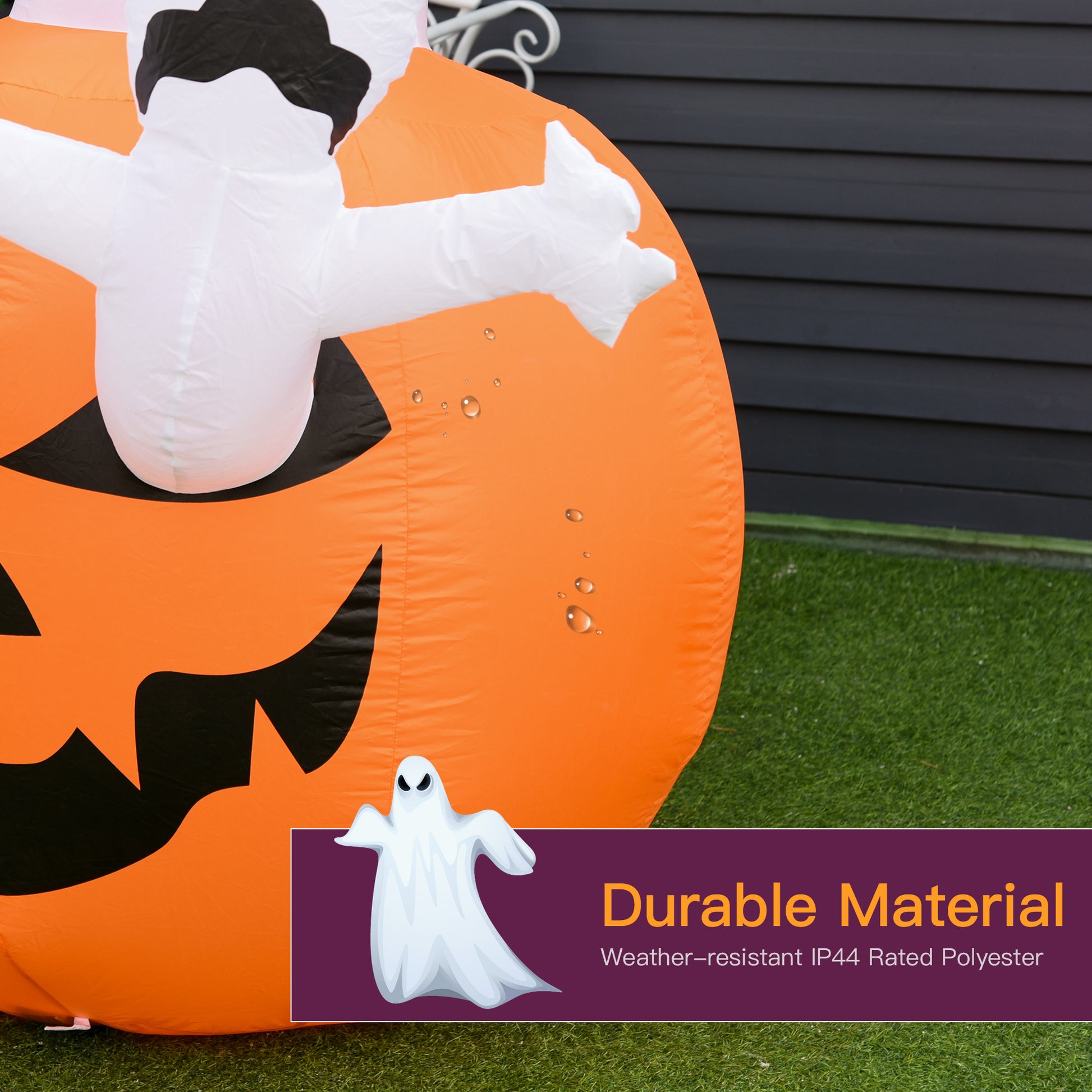 6FT Tall Halloween Inflatable Jack-O-Lantern and Ghosts, Outdoor Blow Up Yard Decoration with Pumpkin Lantern and LED Li