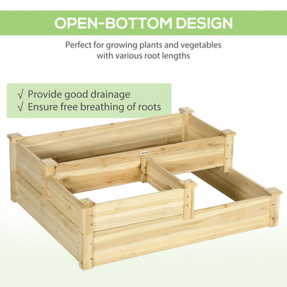 3 Tier Raised Garden Bed, 42.5" x 34.6" x 14.2" Wooden Raised Planter Box Kit for Growing Vegetables, Herbs, Flowers, Na