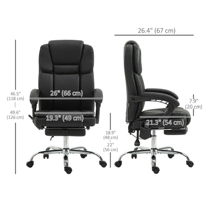 Massage Office Chair, Reclining Executive Office Chair with 6-Point Vibration, Footrest and High Back, Black