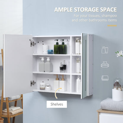 LED Medicine Cabinet with Mirror and Lights, 27.5" x 25.5" Lighted Bathroom Wall Cabinet, Bathroom Mirror Cabinet with A