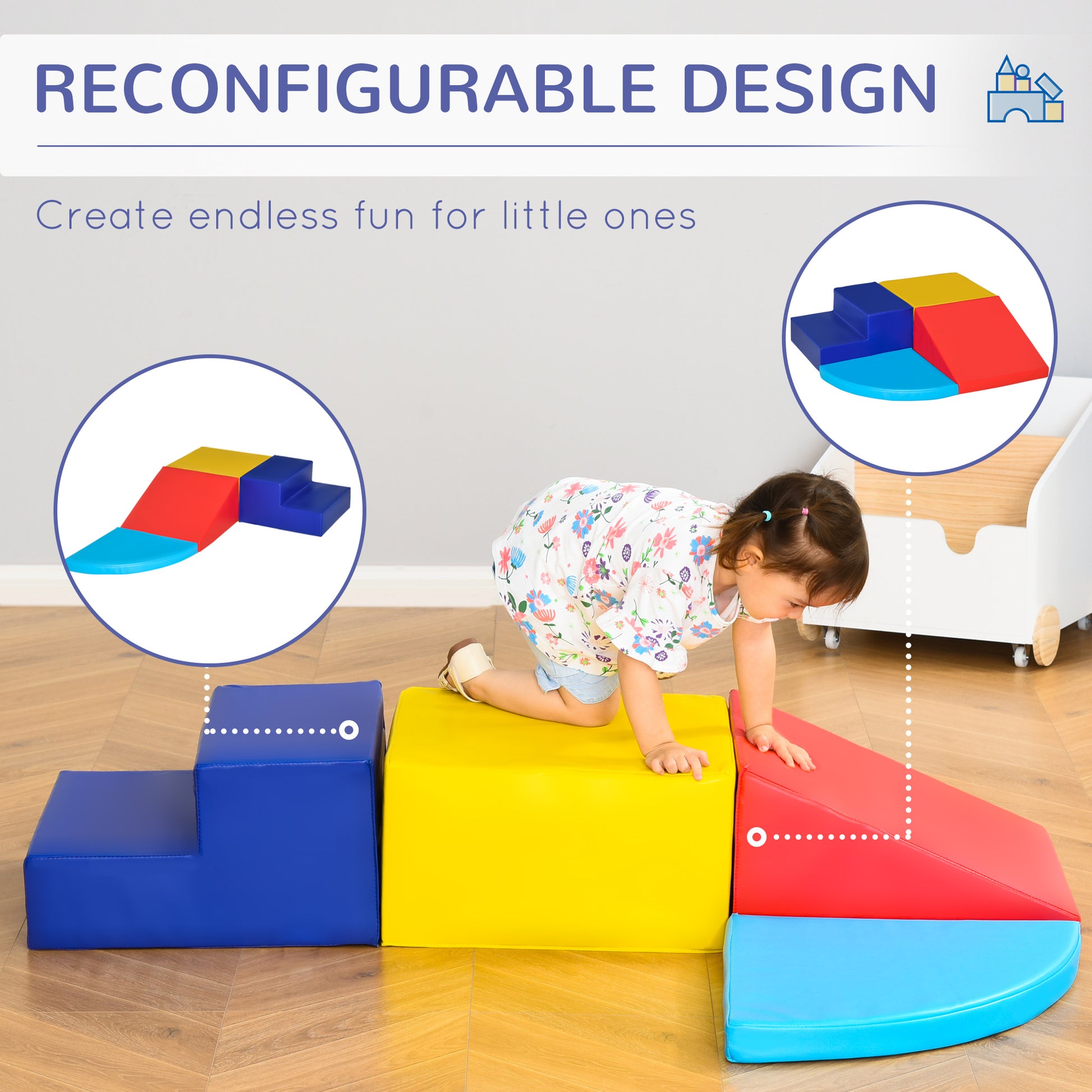 Qaba Crawl and Climb Foam Play Set Toddler Nugget 4 Pieces Lightweight Interactive Set for Climbing, Crawling, Sliding P