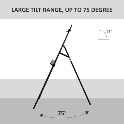 55" Pine Wood Painting Easel Stand, Adjustable Folding Art Easel, Tilts up to 75° for Adults, Begginners and Students, B