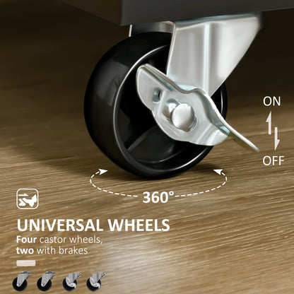 Rolling Kitchen Island, Kitchen Cart on Wheels with 2 Storage Drawers, 2 Door Cabinets and Towel Rack for Dining Room (B
