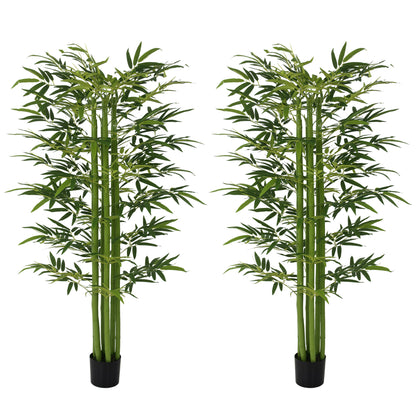 Indoor Fake Plants, Artificial Bamboo Tree with Adjustable Shape for Home Office Living Room Decor, Green