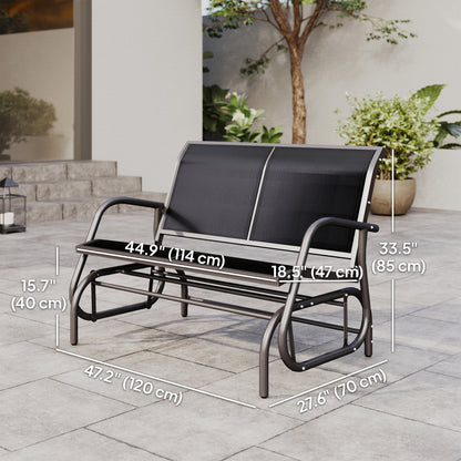 Patio Double Glider Bench Swing Chair Rocker Heavy-Duty Loveseat Outdoor Garden Rocking Bench Steel Frame Sling Fabric S