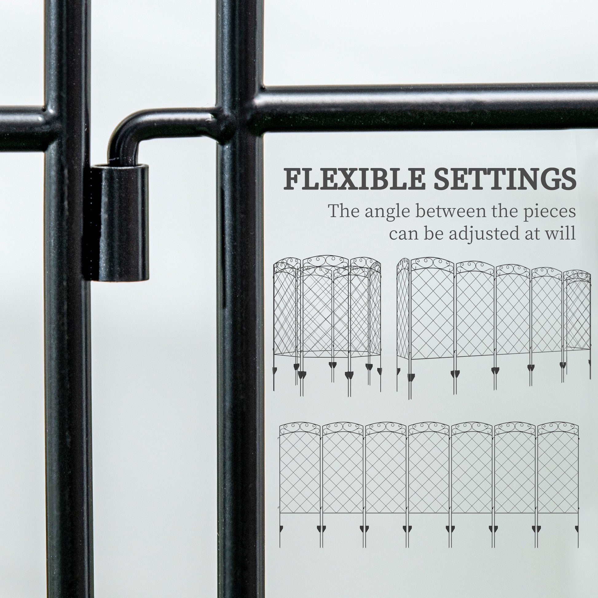 7 Pack Garden Fencing for Yard, Decorative Fence Panels as Animal Barrier and Flower Edging, Black