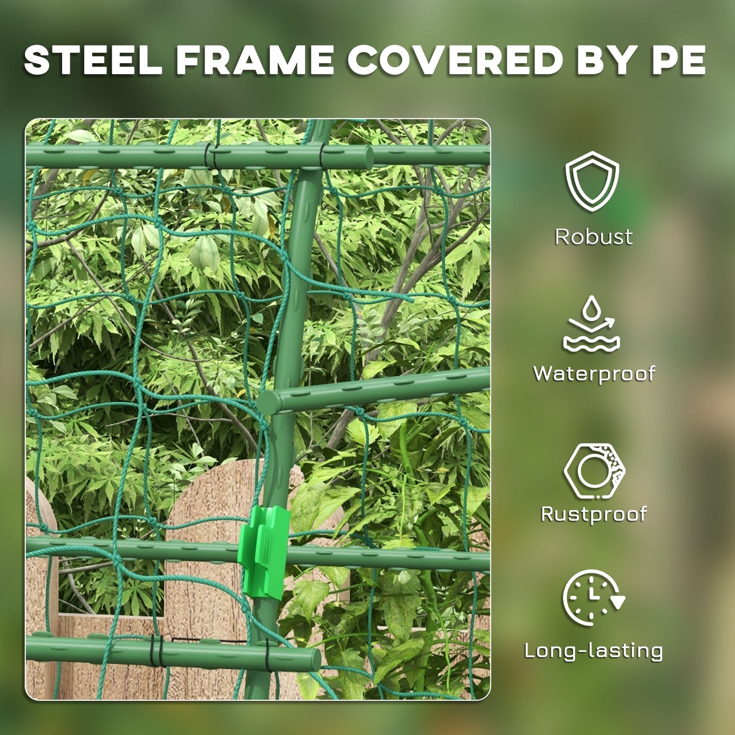 Arched Garden Trellis w/ Climbing Net Metal Cucumber Plant Trellis A-Frame for Climbing Plants 57" x 66" x 81"