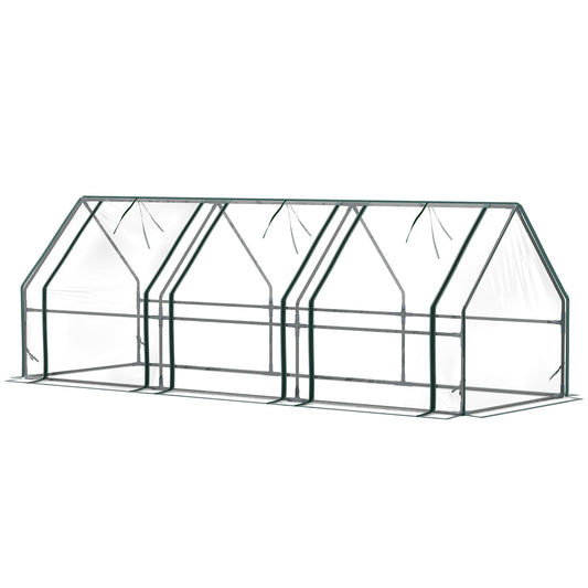 Portable Mini Greenhouse Tunnel Growing Tent Plants Flower Warm House w/ Zippered Roll-up Doors, Clear