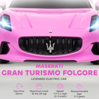 Qaba 12V Maserati Gran Turismo Licensed Kids Electric Car w/ Remote Control, Soft Start, LED Lights, Music, Horn, MP3, P