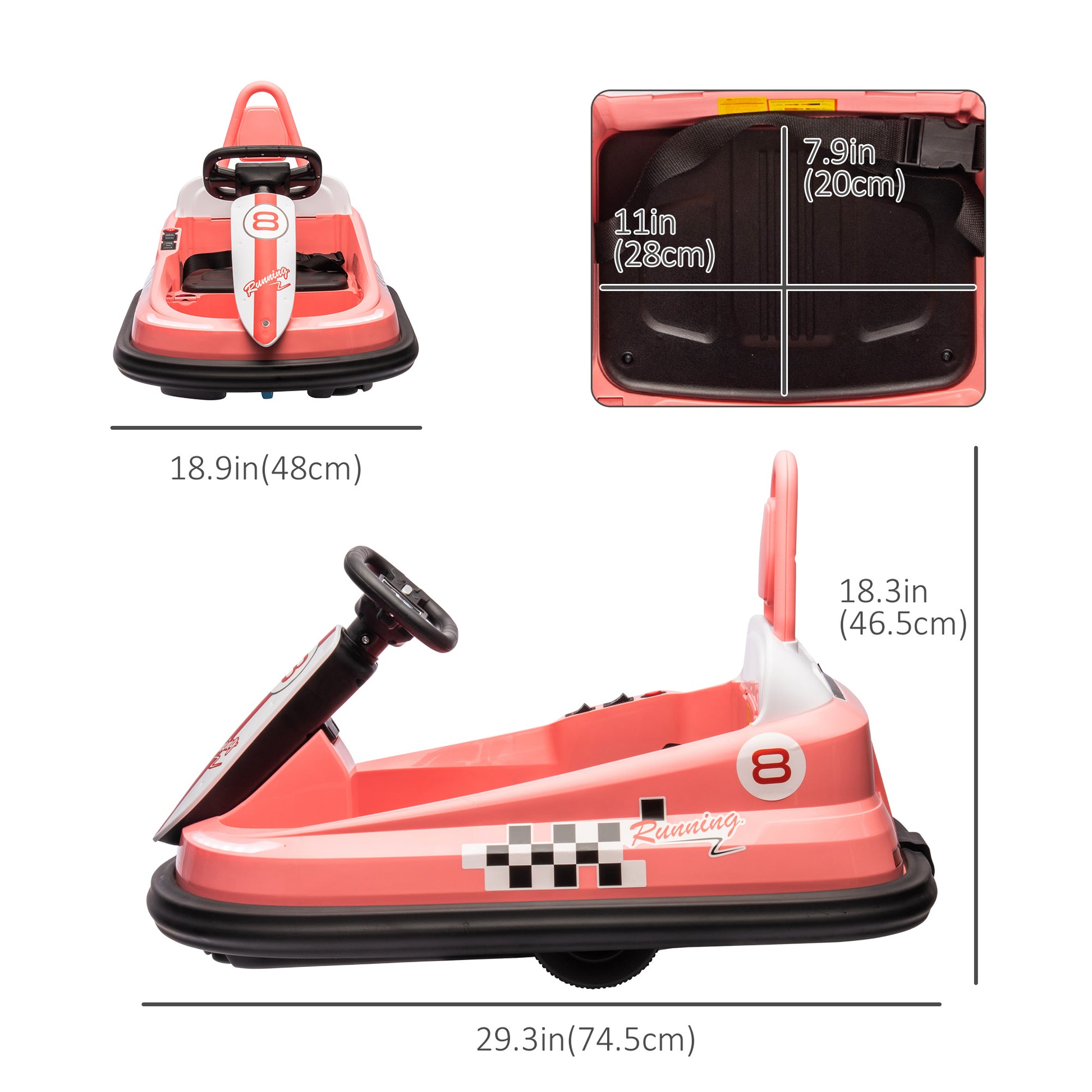 VarietyKart Kids Bumper Car, 6V 360° Rotation Electric Ride on Car, Twin Motors Battery Powered Toy with Music, Horn and