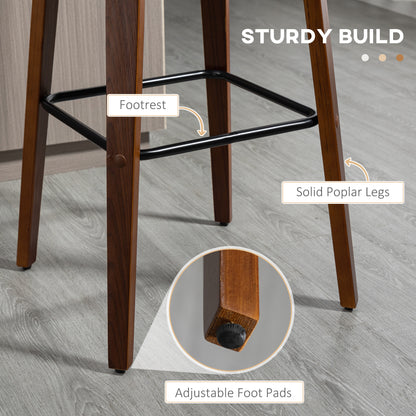 Bar Height Bar Stools Set of 2, PU Leather Upholstered Swivel Barstools with Solid Wood Legs Footrest and Tufted Back, B