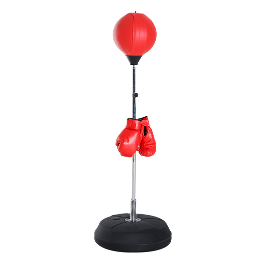 Soozier Boxing Bag with Stand, Freestanding Punching Bag with 49.6"-56.7" Adjustable Height, Fillable Base, Air Pump and