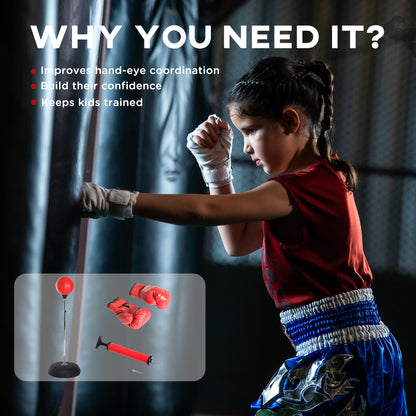 Soozier Boxing Bag with Stand, Freestanding Punching Bag with 49.6"-56.7" Adjustable Height, Fillable Base, Air Pump and
